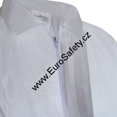 Chemsplash laboratorní plášť na zip s pletenými manžetami bílý S